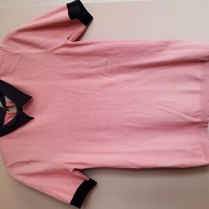 Twik Pink and Black Crew Neck Sweater with Sporty Accents